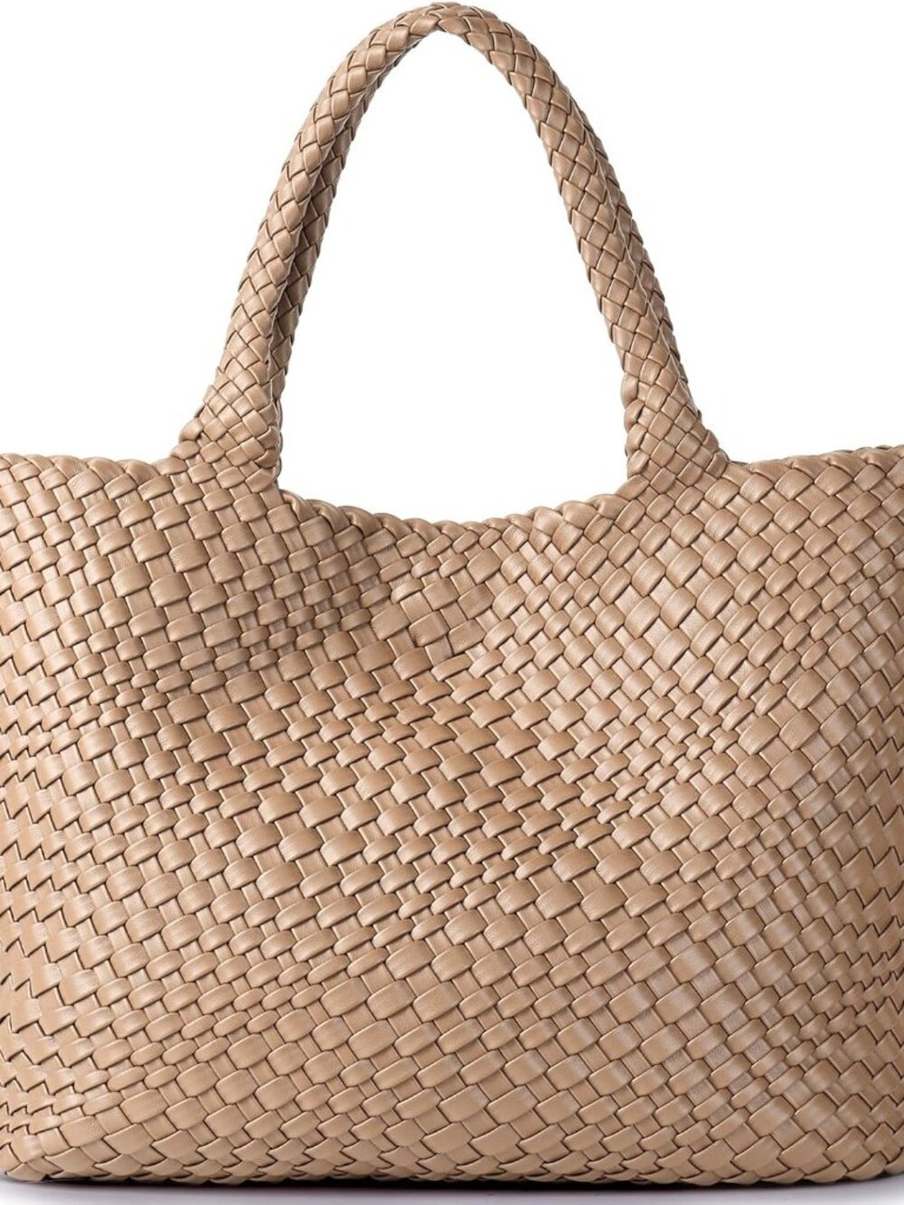Woven Tote Bag for Women Soft Vegan Leather Large Shoulder Bag